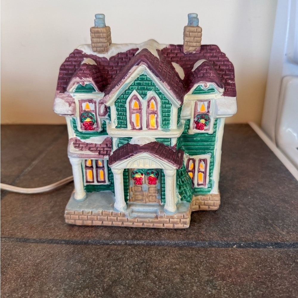Charming Christmas Holiday Village House with Lights